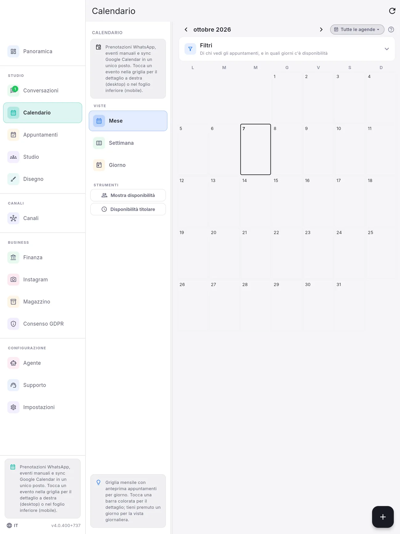 Inkconscious Studio calendar on iPad